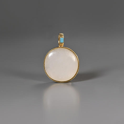 清代和田白玉扣+夏商绿松石嵌片项坠 商品图0