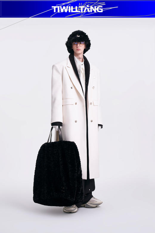 启世录TIWILLTANG"风卷山岚"双排扣定制金属标呢大衣 商品图5