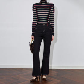 【高货wl】全新升级【铂金会员220/天猫299/差价79】(13401) 洛诗琳加绒微弹高腰设计简约复古休闲修身微喇牛仔裤女