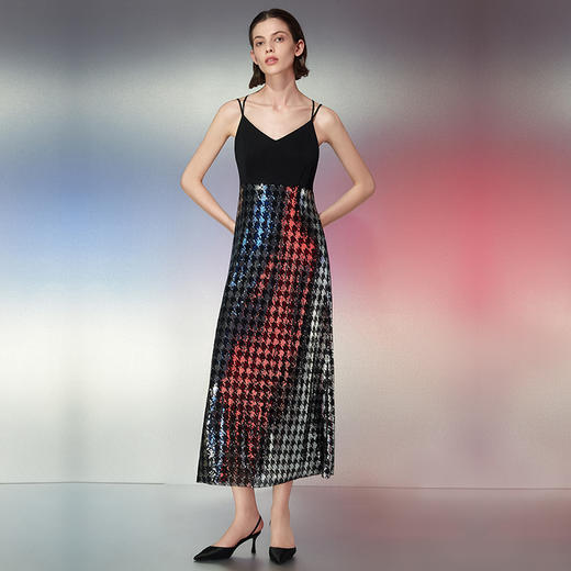 EITIE爱特爱春季新款简单大方时尚吊带连衣裙礼服7777420 商品图3