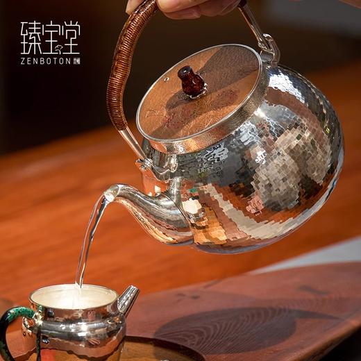 臻宝堂银壶纯银999烧水壶纯手工甑型壶足银煮茶提梁壶高端银茶具榴实甑型壶(经典款)1100ml 商品图4