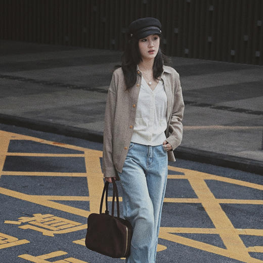 【顺丰包邮】10552 洛诗琳秋冬新款老钱风气质纯色羊毛衬衫女585 商品图4