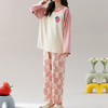 洁丽雅棉质女士大码圆领家居服个性印花舒适亲肤长袖长裤套装 商品缩略图2