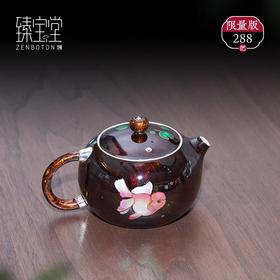 臻宝堂银壶大漆螺钿西施壶999纯银泡茶壶纯手工一张打壶足银茶具大漆金鳞西施壶150ml