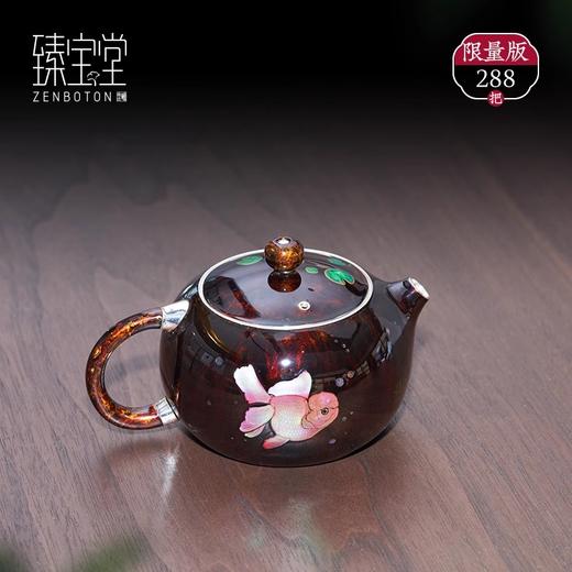 臻宝堂银壶大漆螺钿西施壶999纯银泡茶壶纯手工一张打壶足银茶具大漆金鳞西施壶150ml 商品图0