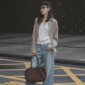 【顺丰包邮】10552 洛诗琳秋冬新款老钱风气质纯色羊毛衬衫女585