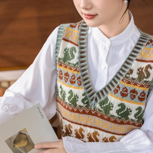 苏苏姐家松鼠提花背心手工DIY手编棒针羊毛毛线团上衣自制材料包 商品图3