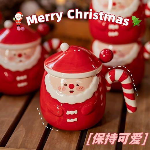 【圣诞好礼！生动萌趣~】圣诞老人马克杯 创意手绘圣诞陶瓷杯礼盒 家用带盖勺咖啡杯礼品-QQ 商品图0