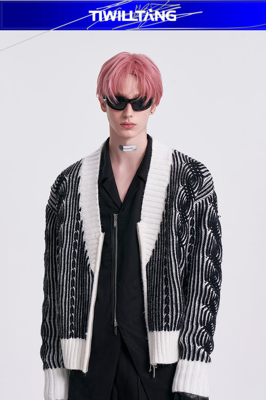 启世录TIWILLTANG“灵峦境霁”坑条绞花双开拉链针织毛衣 商品图5