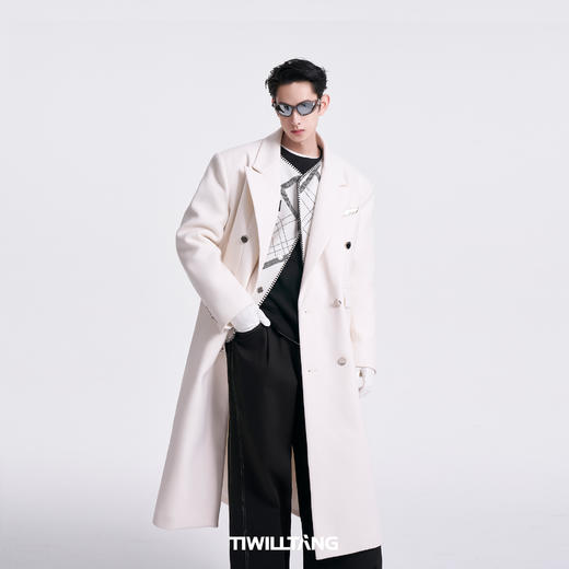启世录TIWILLTANG"风卷山岚"双排扣定制金属标呢大衣 商品图1