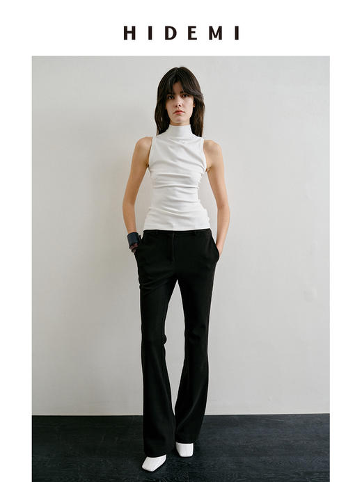 HIDEMI节日系列极简中腰款微宽松喇叭长裤超显瘦神裤 商品图2