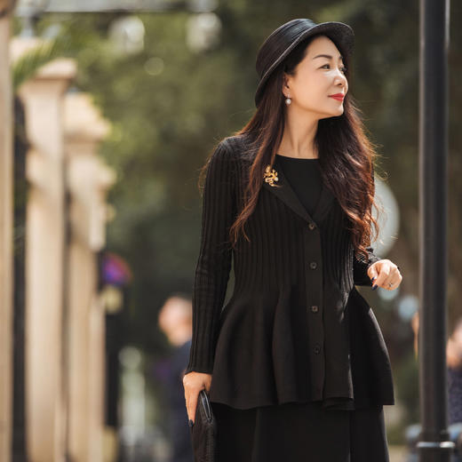 【林栖设计小店】罗纹肌理毛织外套荷叶边优雅气质修身2025春季新品长袖上衣女1951065 商品图3