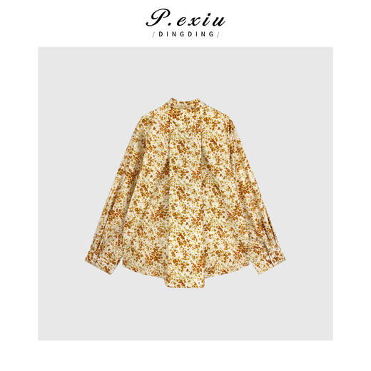 PanYiXiu/潘依绣【花香满园】港风清新碎花Polo领长袖衬衫 W-61929 商品图2