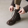 【预售5天】法式内侧拉链系带马丁靴秋冬新款羊羔毛保暖复古显瘦圆头平底短靴女NGMZR&7965 商品缩略图2