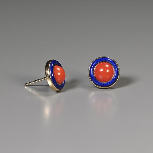 现代红漂亮+青金石耳钉 商品图2