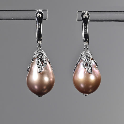 现代粉色巴洛克珍珠耳环 商品图1