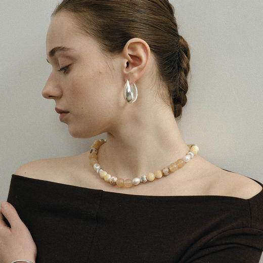 SOFT ROOM 木果造型茶花色黄玉髓/黑檀木咖啡玉髓大串珠项链 商品图2