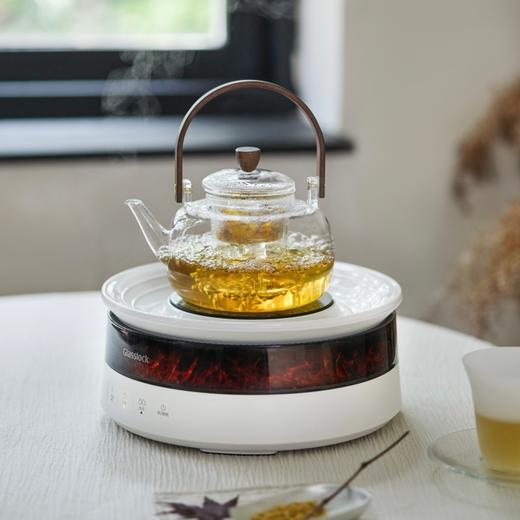 【自营】 Glasslock 围炉煮茶 仿真炭火 环形聚热 8分钟快煮 4小时保温 底座 玻璃壶 白色/灰色 商品图2
