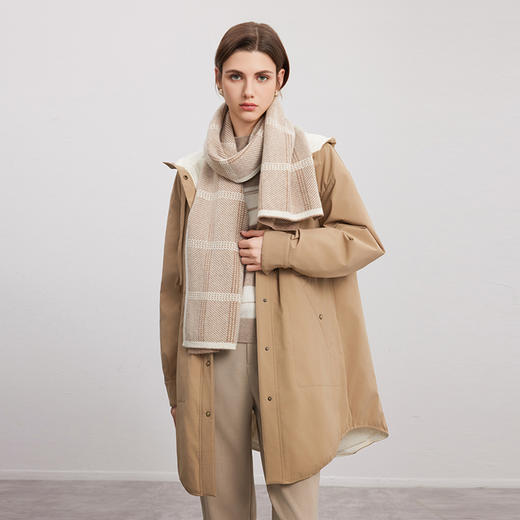 【双面拼色连帽羽绒服】24年秋冬女士新品中长款90白鹅绒保暖外套 商品图2