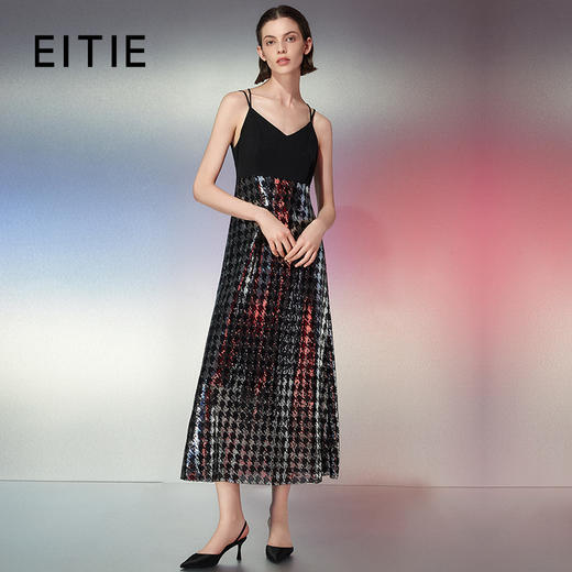 EITIE爱特爱春季新款简单大方时尚吊带连衣裙礼服7777420 商品图0