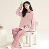 洁丽雅棉质女士大码圆领家居服个性印花舒适亲肤长袖长裤套装 商品缩略图1
