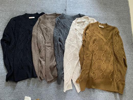 【直播专供】ENJOY秋季V领麻花中长针织 154403857 商品图0