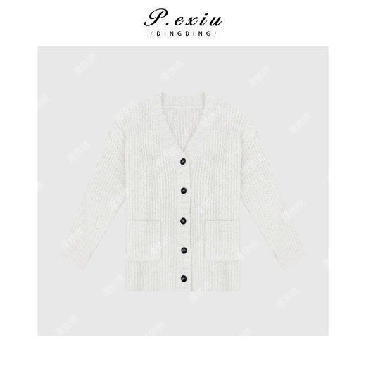A008潘依绣丁丁宠粉PanYiXiu/潘依绣羊-毛肌理颗粒感慵懒随性针织开衫 L2510 商品图3