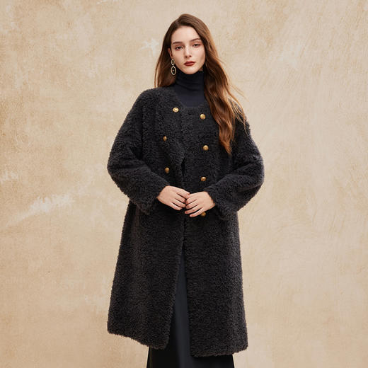 PH116斯尔丽24新款羊羔毛外套减龄时尚保暖名媛羊剪毛长外套 商品图0