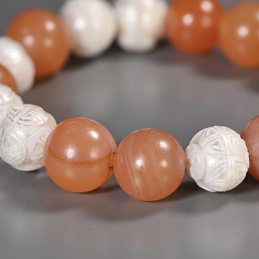 清代宫廷风团寿纹珍珠+红玛瑙手串 商品图6