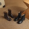 【预售5天】英伦头层羊皮短靴女粗跟秋冬复古中跟真皮加绒马丁靴棕色DPJ&7071 商品缩略图4