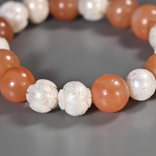 清代宫廷风团寿纹珍珠+红玛瑙手串 商品图7