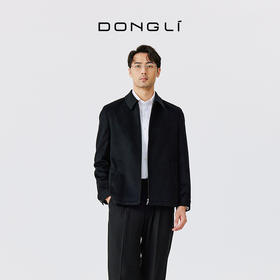 东黎 • 山羊绒男士秋冬简约黑色商务梭织翻领大衣 4897