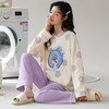 洁丽雅棉质女士大码圆领家居服个性印花舒适亲肤长袖长裤套装 商品缩略图0