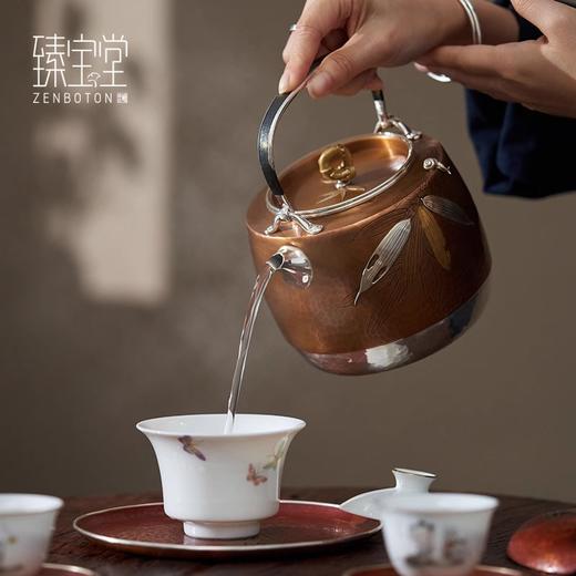 臻宝堂银壶999纯银烧水壶纯手工雕刻煮水壶足银家用茶具铜包银壶流金岁月清风壶1000ml 商品图4