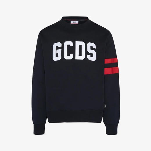 GCDS 男士字母徽标贴花棉质圆领长袖卫衣 黑色 A2OU1510JI099 商品图0