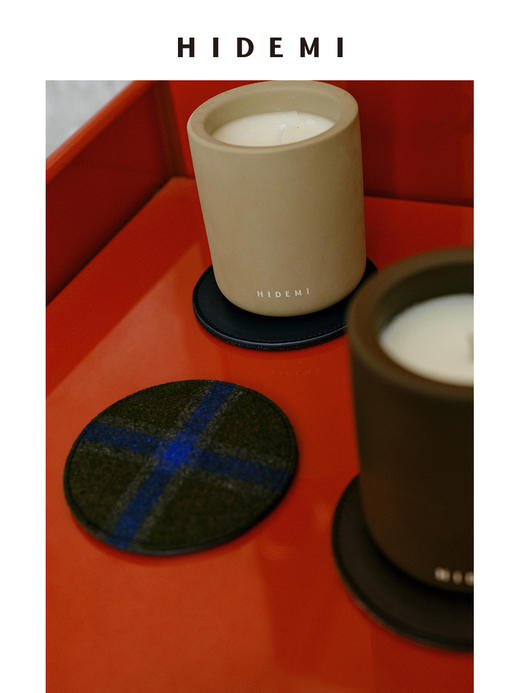 HIDEMI 节日系列限定款进口头层小牛皮羊毛拼接双面设计感杯垫套组4个装 商品图3