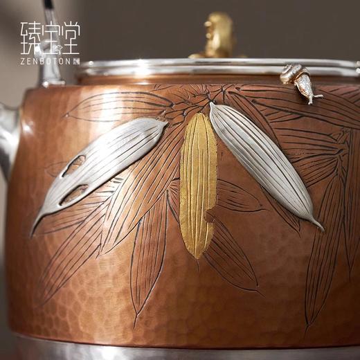 臻宝堂银壶999纯银烧水壶纯手工雕刻煮水壶足银家用茶具铜包银壶流金岁月清风壶1000ml 商品图2