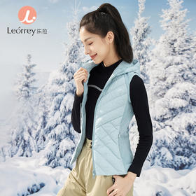Leorrey/乐拉跑步保暖户外立领带帽显瘦秋冬白鸭绒羽绒服运动马甲