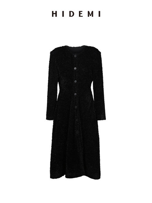 HIDEMI 节日系列极简设计感前后两穿纽扣式宽肩收腰长款多穿式连衣裙大衣外套 商品图4