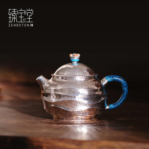 臻宝堂银壶999纯银泡茶壶纯手工锤纹小壶花丝摘家用中式足银茶具容天金流壶120ml 商品图0