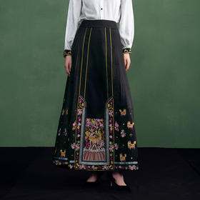 【林栖设计小店】麒麟铜镜改良马面裙国潮绣花新中式2025春季新品长裙女1951007