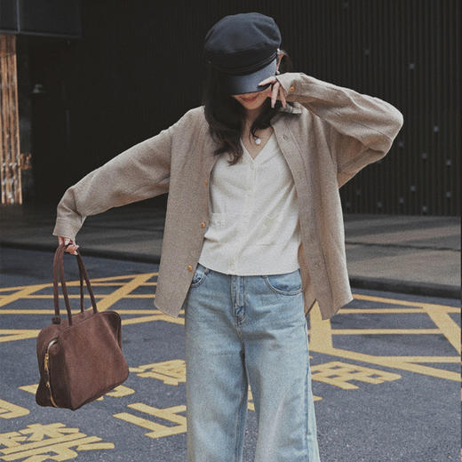 【顺丰包邮】10552 洛诗琳秋冬新款老钱风气质纯色羊毛衬衫女585 商品图1