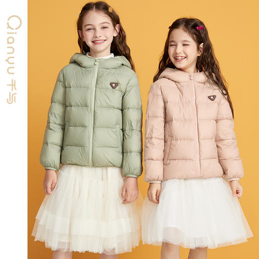 笛莎千与2024冬季新款男女童同款基础连帽轻薄羽绒服 商品图1