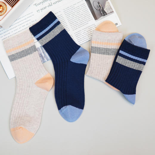 【2双装】【6双6折】大童双针四季棉袜中长筒秋冬袜子儿童棉袜男女童袜【2423207】 商品图1