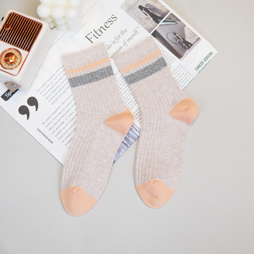 【2双装】【6双6折】大童双针四季棉袜中长筒秋冬袜子儿童棉袜男女童袜【2423207】 商品图3