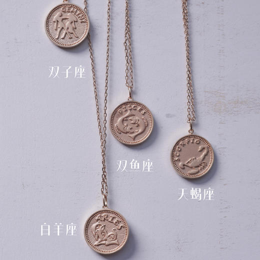 LHWINDSOR 十二星座项链复古星座金币项链小众硬币叠戴锁骨链 商品图4