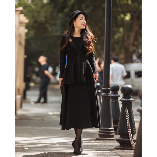 【林栖设计小店】罗纹肌理毛织外套荷叶边优雅气质修身2025春季新品长袖上衣女1951065 商品图2