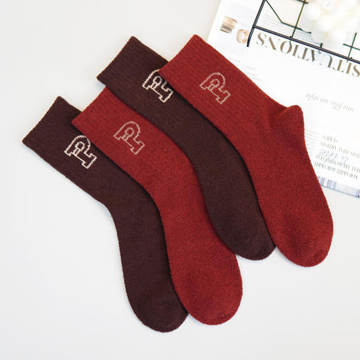 【2双装】【6双6折】女士半边绒长筒袜秋冬棉袜保暖舒适袜子棉袜子【2422703】 商品图0