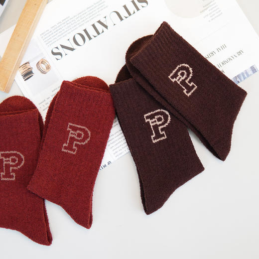 【2双装】【6双6折】女士半边绒长筒袜秋冬棉袜保暖舒适袜子棉袜子【2422703】 商品图2