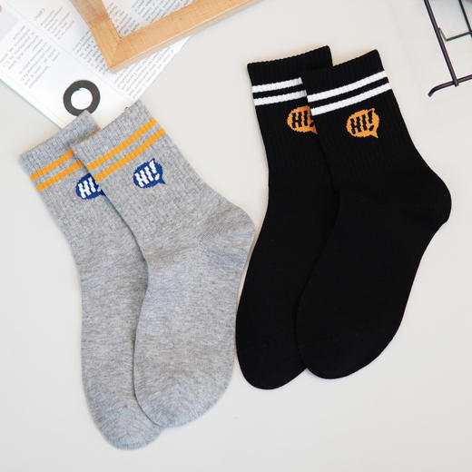 【2双装】【6双6折】大童运动袜时尚休闲袜儿童袜子中长筒童袜四季棉袜【2423103】 商品图0
